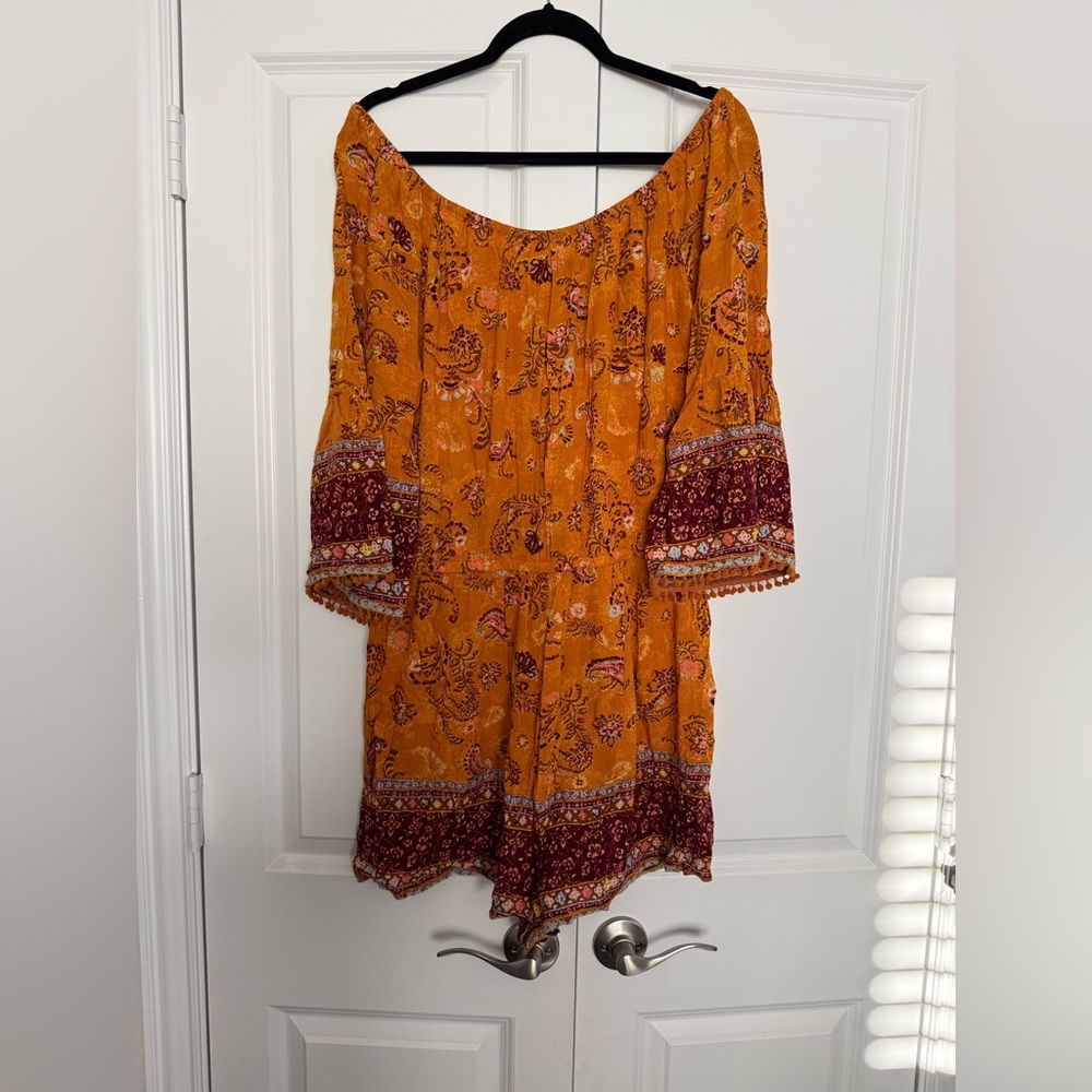 Bohemian Orange and Red Romper
